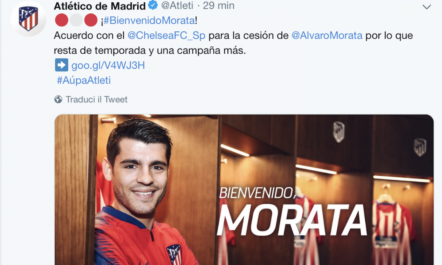 Official: Morata joins Atletico Madrid from Chelsea