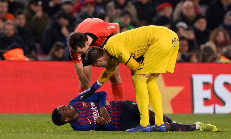 Barcellona, UFFICIALE: distorsione alla caviglia per Dembelè