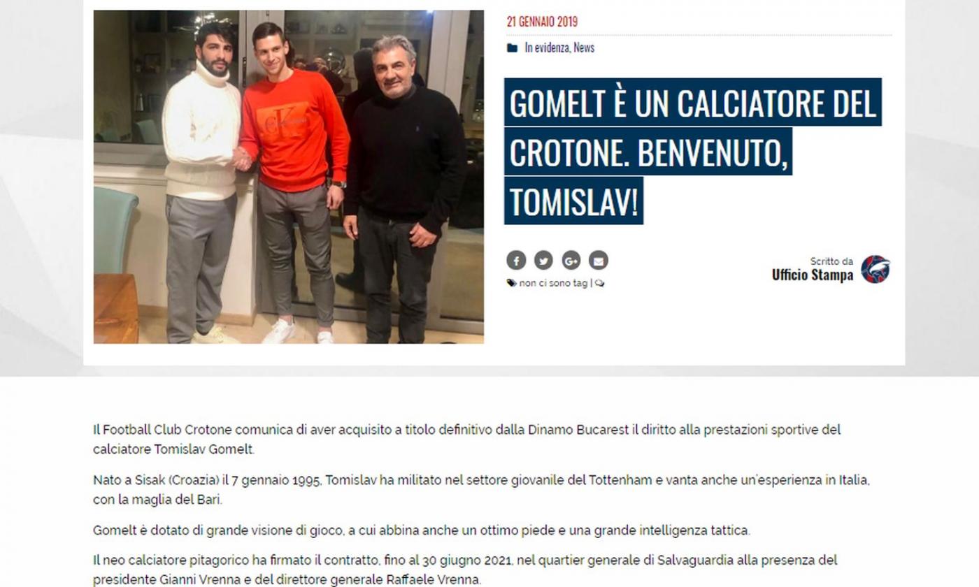 Crotone, UFFICIALE: preso Gomelt