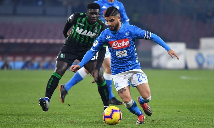 Napoli-Sassuolo 2-0, il tabellino