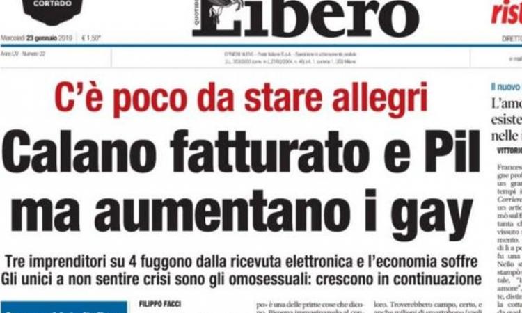 Il titolo omofobo di Libero e la politica di regime: ora basta