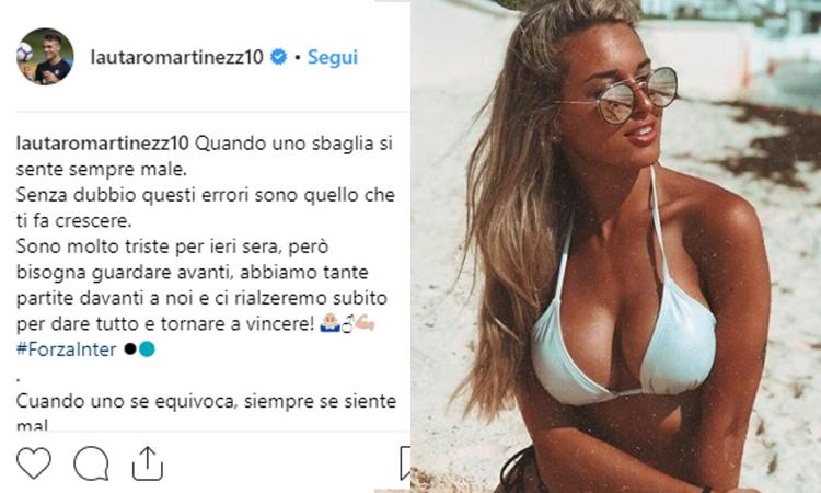 Lautaro triste per il rigore fallito. A risollevarlo ci pensa Agustina FOTO