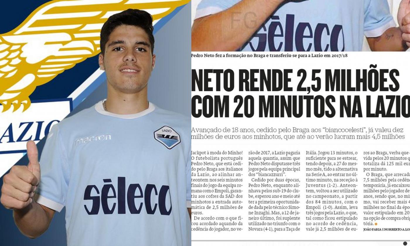 Clamoroso: i 20 minuti di Pedro Neto costano alla Lazio 2,5 milioni di euro!