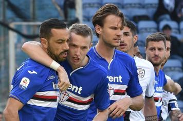 quagliarella, sampdoria, abbracciato, jankto, ekdal, 2018/19
