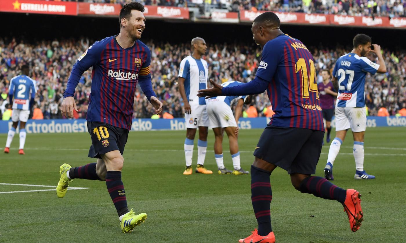 Liga: doppio Messi, il Barcellona batte l'Espanyol. Villarreal ko contro il Celta Vigo, poker Atletico all'Alaves