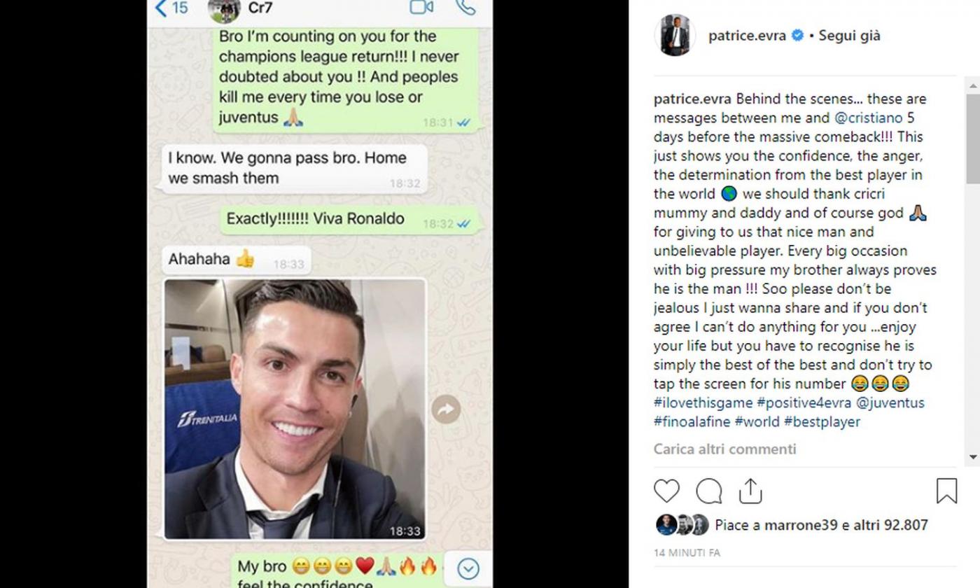 Evra svela i messaggi di Ronaldo prima dell'Atletico: 'Passeremo noi, in casa li schiantiamo!'