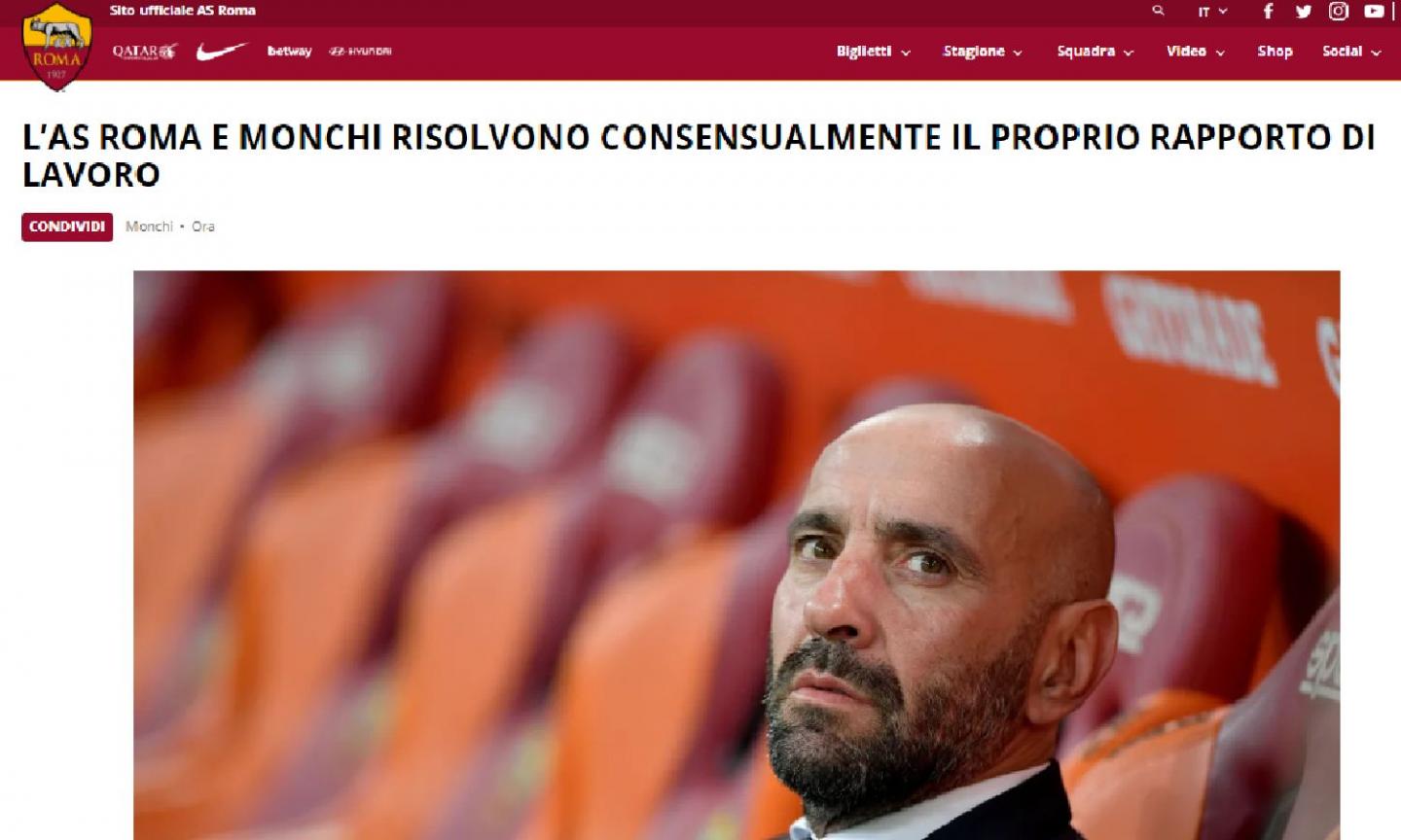 ROMA, UFFICIALE: RESCISSIONE PER MONCHI. MASSARA NUOVO DS