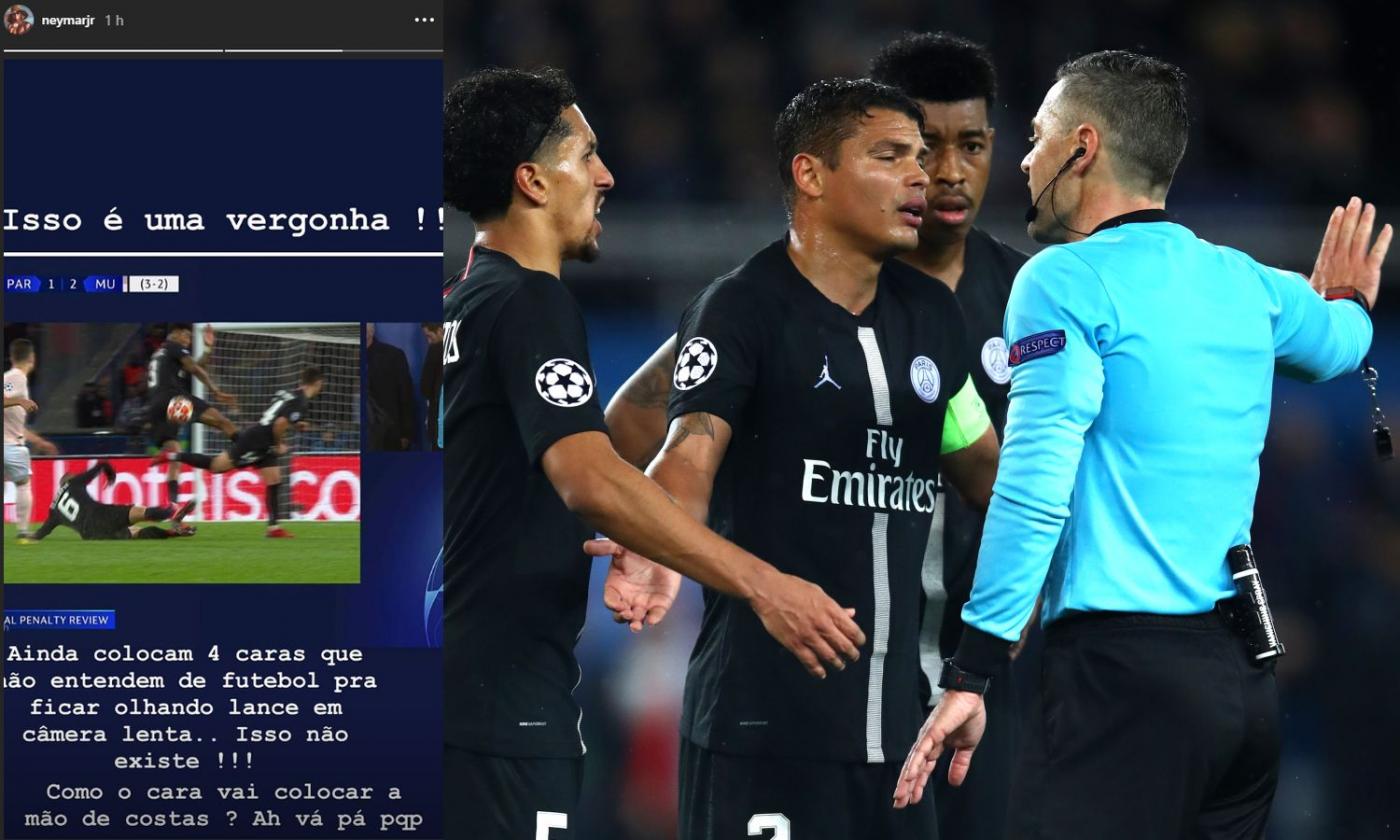 Psg-United, Neymar attacca il Var: 'E' una vergogna, vaff....o!'