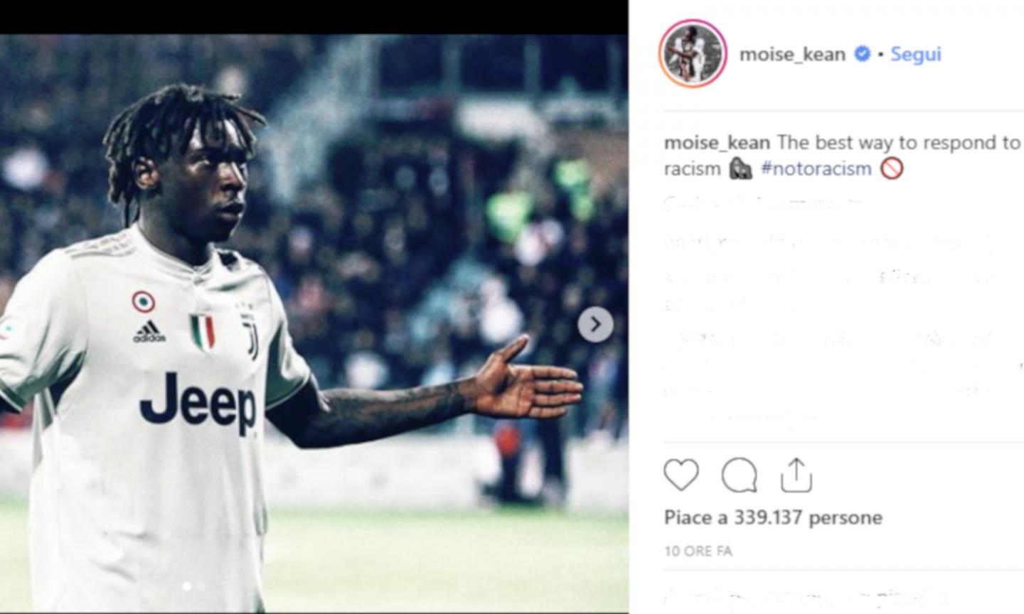 Cagliari-Juve, Kean spiega l'esultanza: 'Contro i razzisti'. Balo, Evra e Pogba...