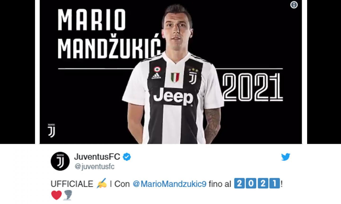 Juve, Mandzukic: 'Grazie, ricompenserò la vostra fiducia'