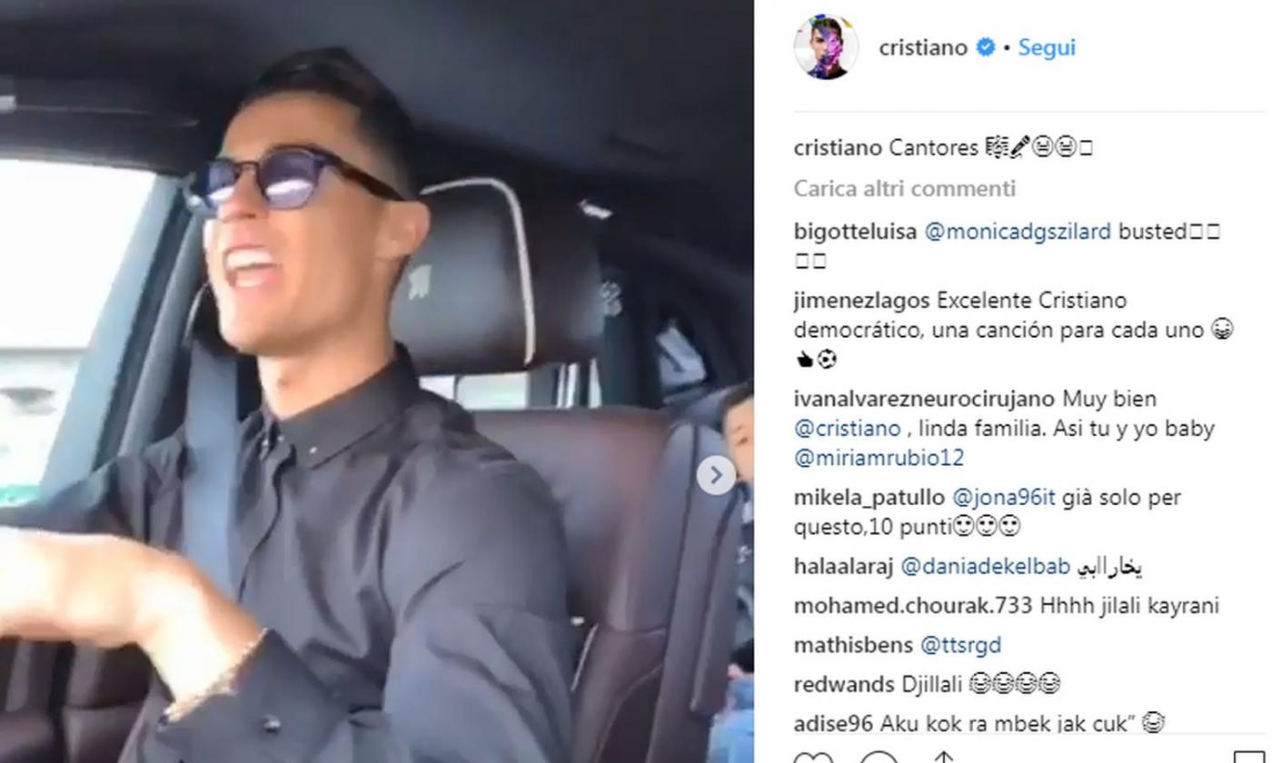 Juve, Ronaldo si rilassa al volante e canta con Georgina e Cristiano Jr VIDEO