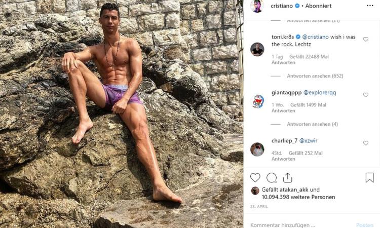 Ronaldo posta una foto in mutande su Instagram, Kroos lo 'trolla': 'Vorrei essere quella roccia'
