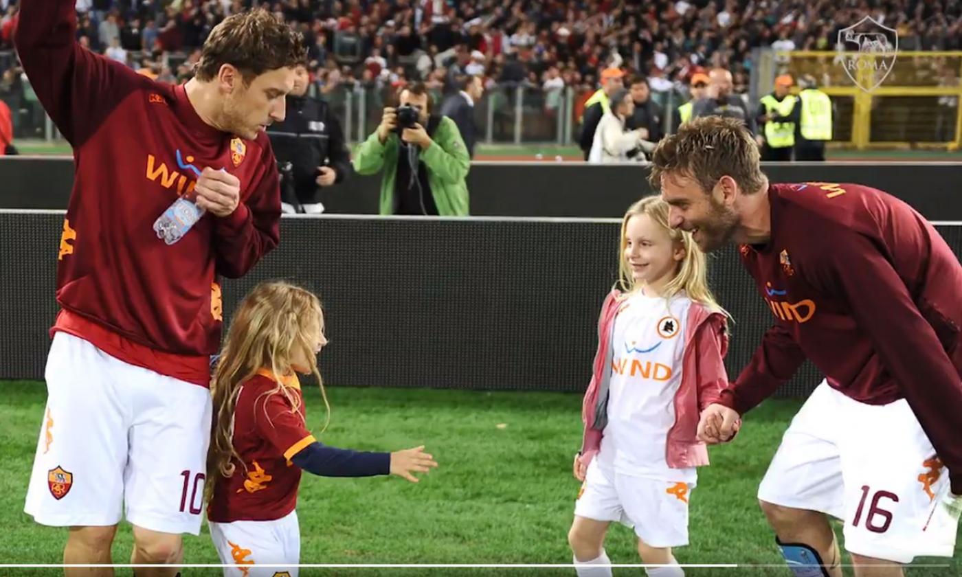 Totti ricorda De Rossi con 10 foto: 'Portata Roma sul tetto del mondo'. E si commuove per le figlie VIDEO