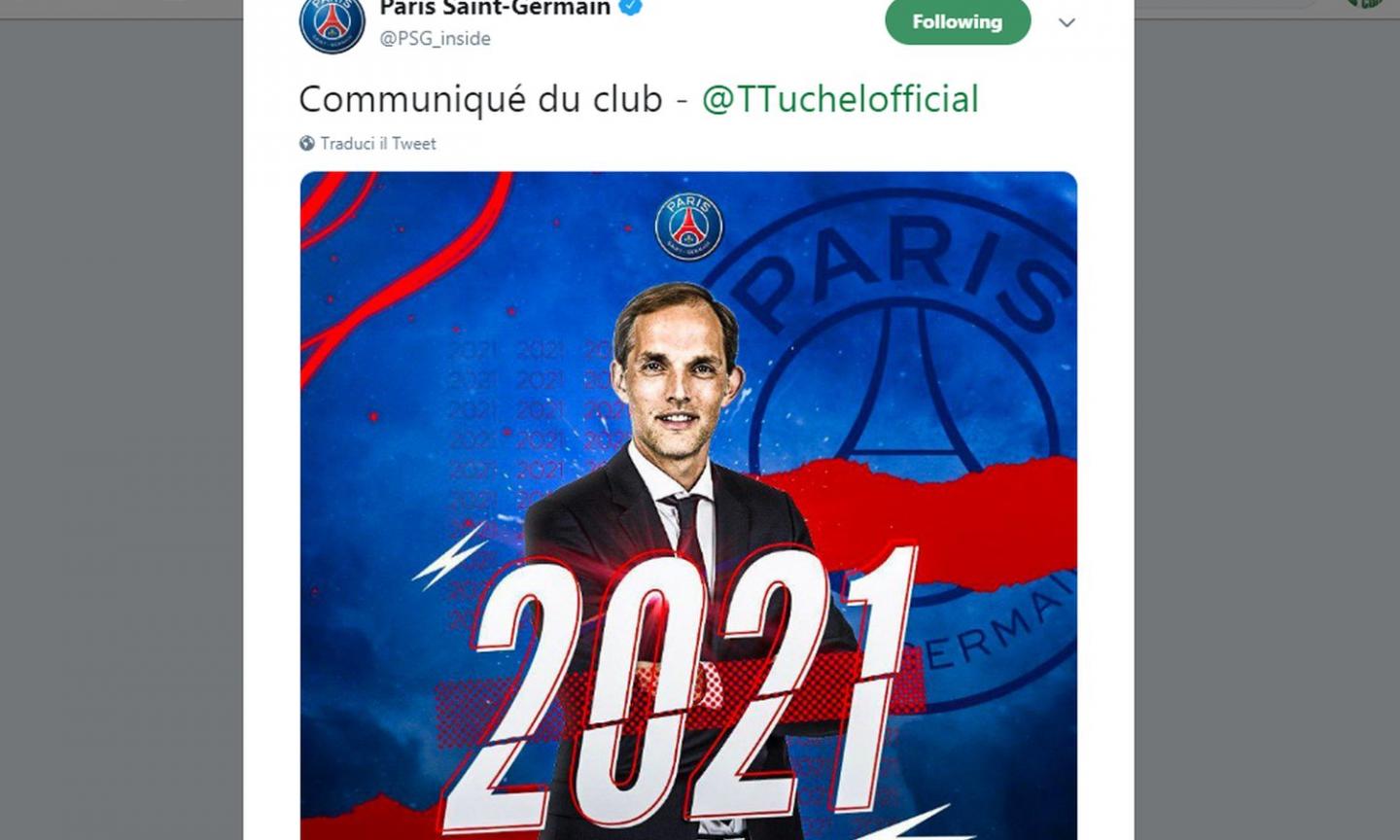 PSG, no ad Allegri. UFFICIALE: Tuchel rinnova fino al 2021