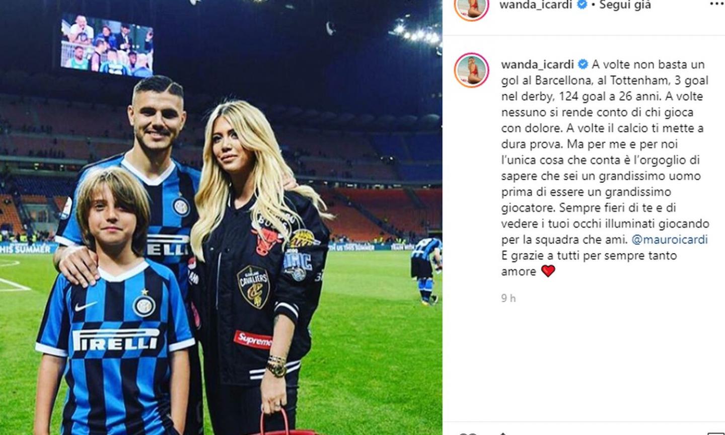 Wanda Nara defends Icardi: 'One goal against Barcelona and Tottenham is not enough for some, 124 goals at the age of 26'