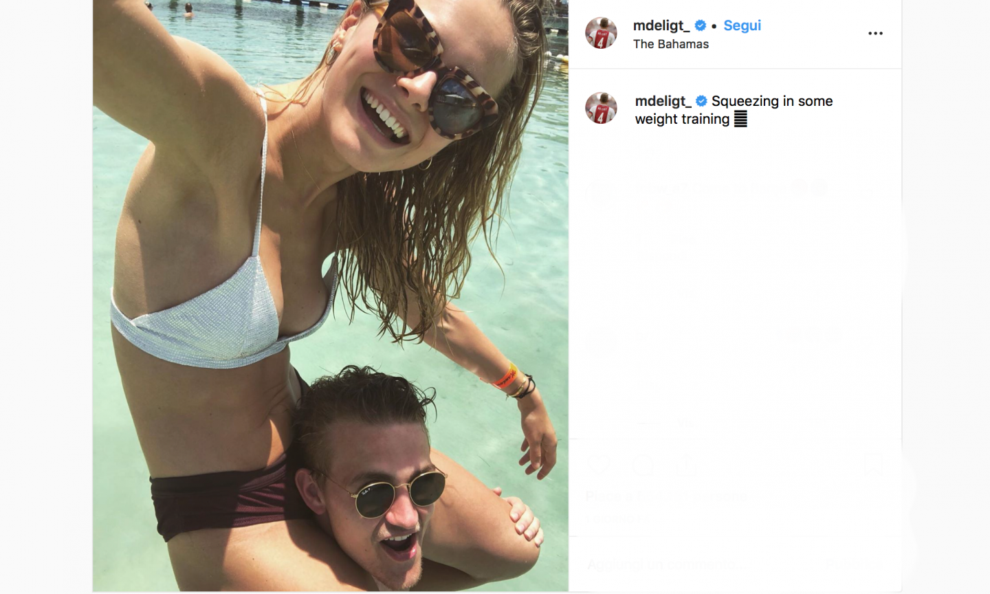 Lo sfottò è solo un ricordo: AnneKee e de Ligt, relax aspettando la Juve FOTO