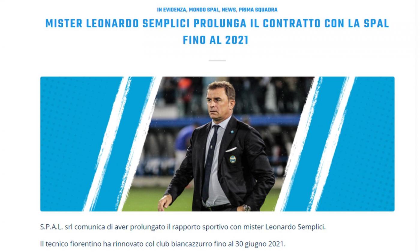 Spal, UFFICIALE: rinnova Semplici