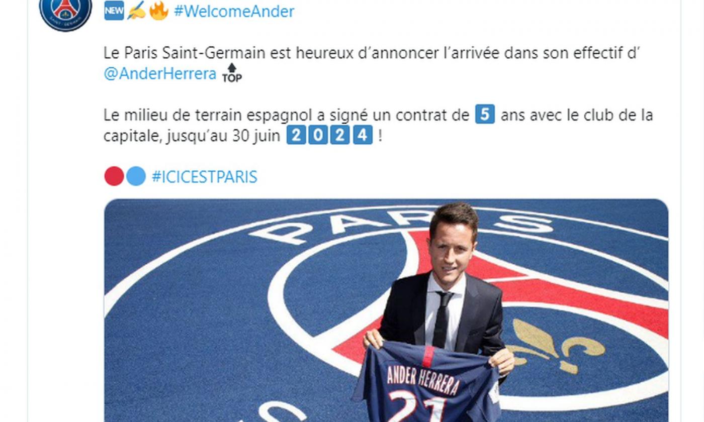 PSG, UFFICIALE: arriva Ander Herrera