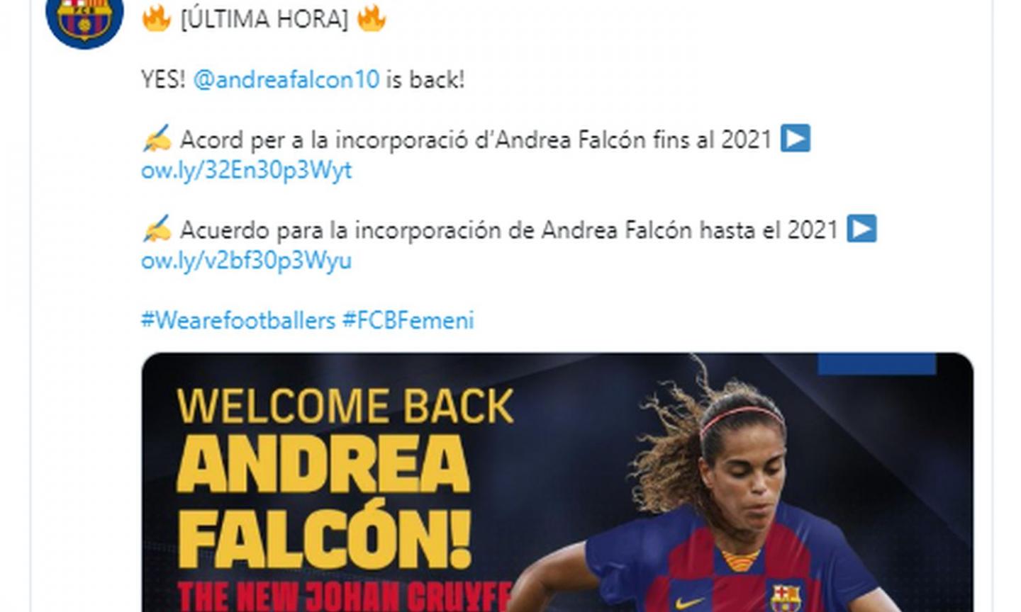 Barcellona femminile, arriva la spagnola Falcón