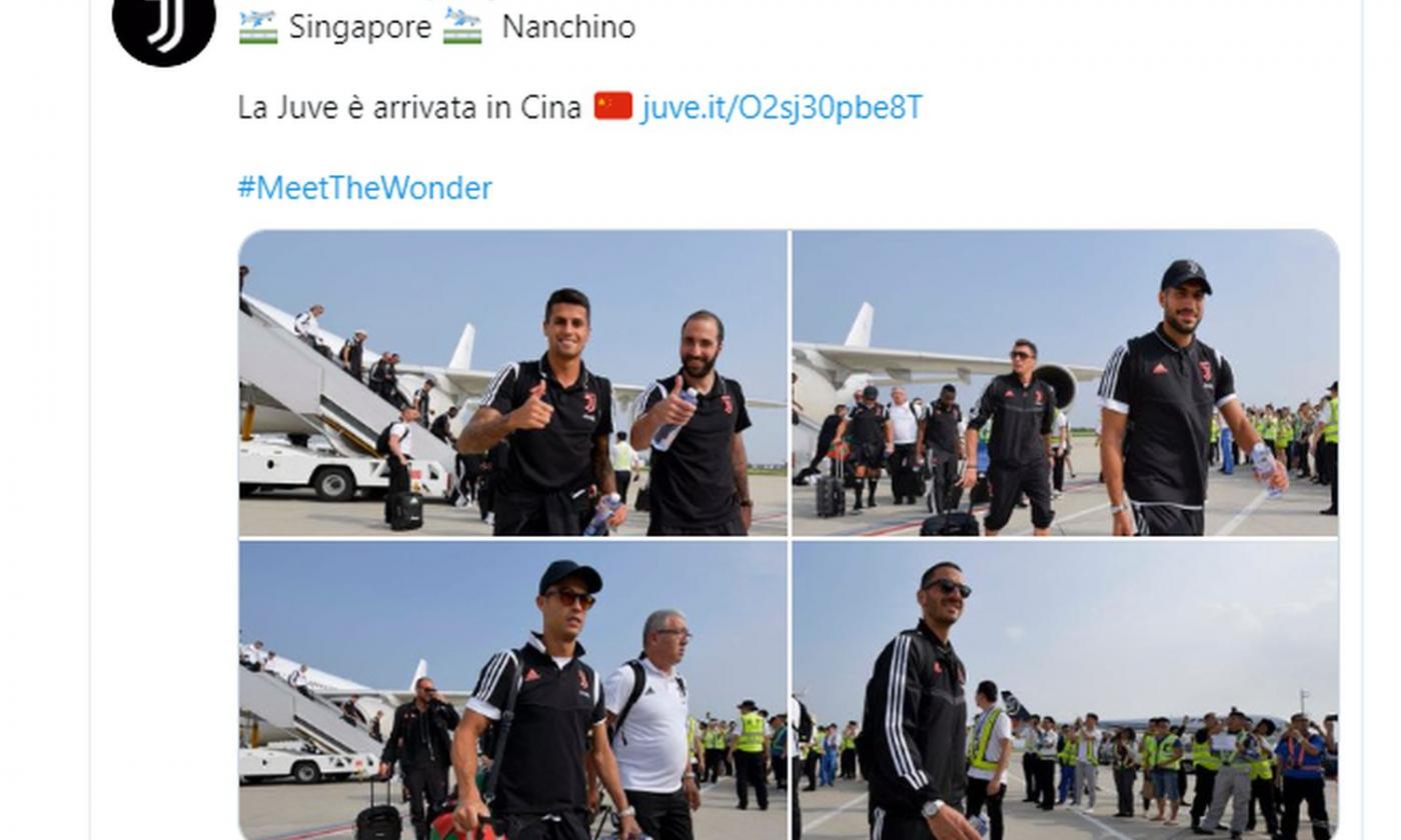 La Juve è in Cina: bianconeri atterrati a Nanchino