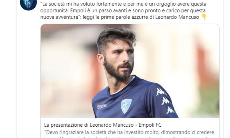 Empoli, ecco Mancuso: 'Società importante. Juve? Irraggiungibile, non ci ho mai pensato'