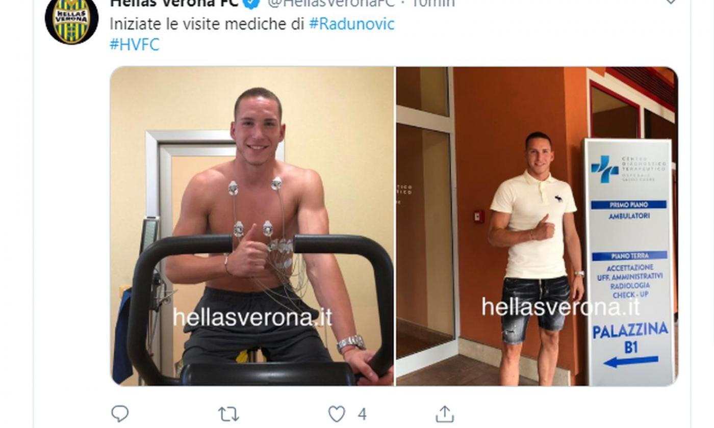 Verona, visite mediche per Radunovic 