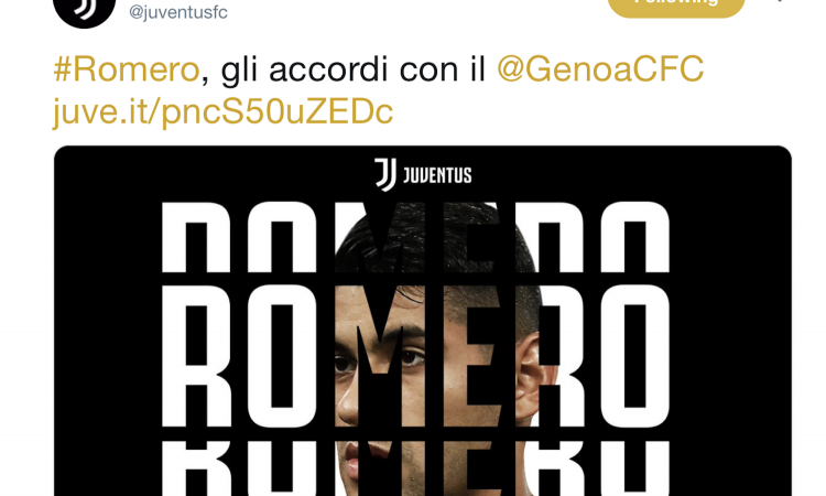 UFFICIALE: Romero è della Juve per 26 milioni, i dettagli dell'affare col Genoa