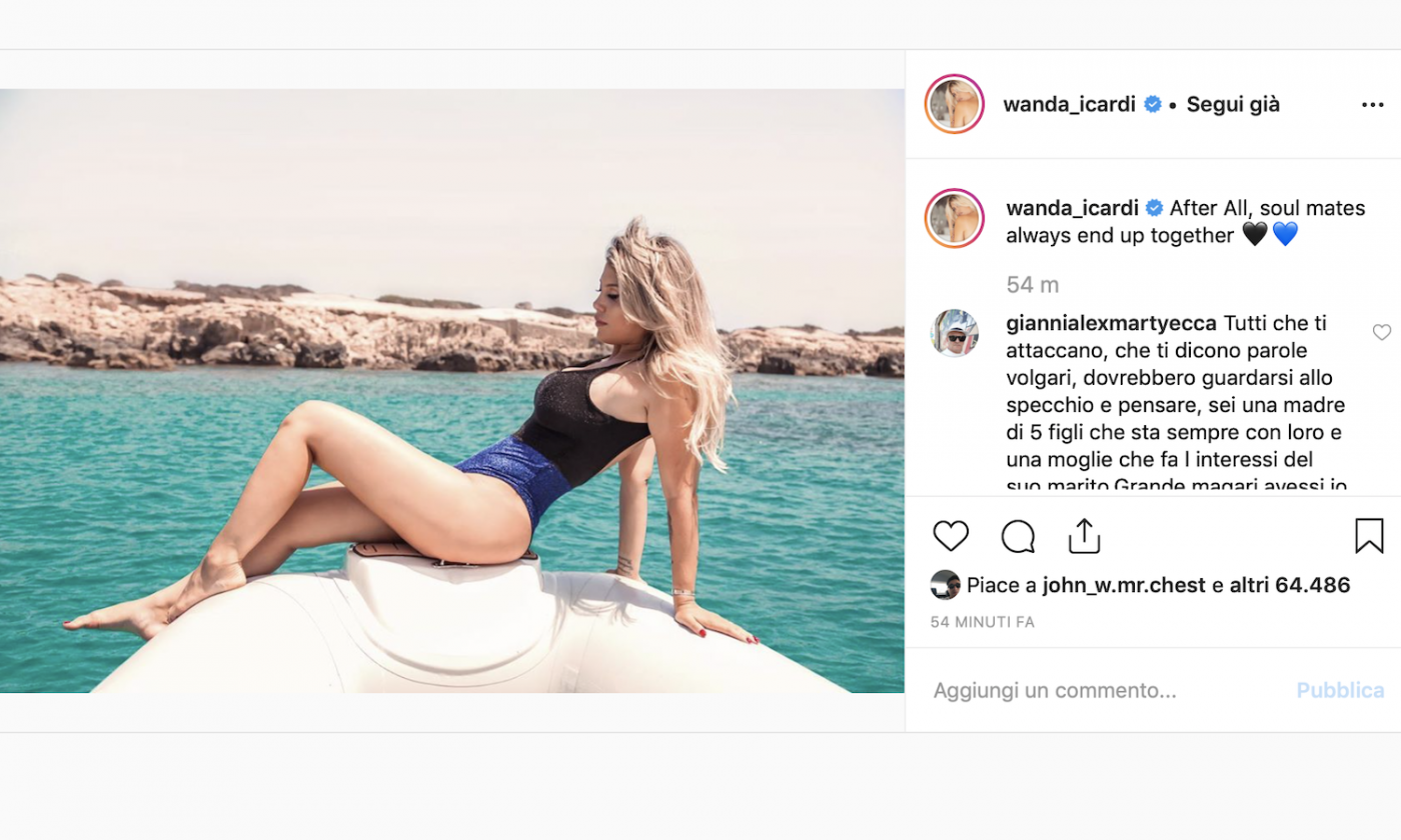 Wanda Nara, messaggio a tinte nerazzurre su Instagram: 'Le anime gemelle finiscono sempre insieme' FOTO