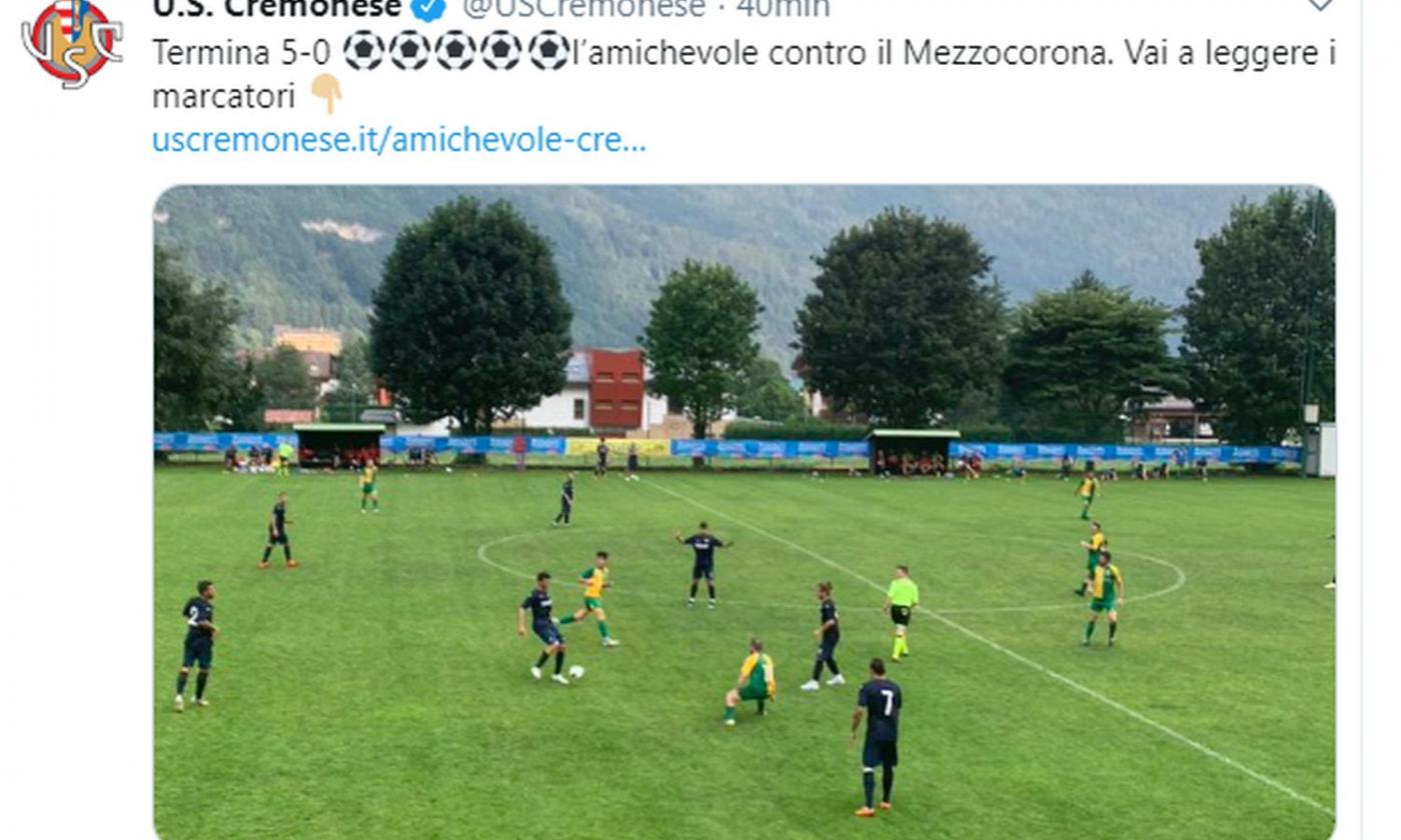 Cremonese, 5-0 in amichevole: mercoledì la sfida al Napoli