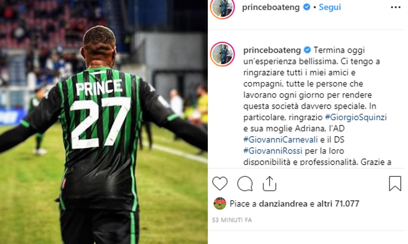 Boateng saluta il Sassuolo: 'Esperienza incredibile, vi porterò nel cuore' FOTO