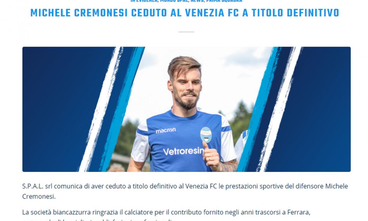 Spal, UFFICIALE: un difensore al Venezia