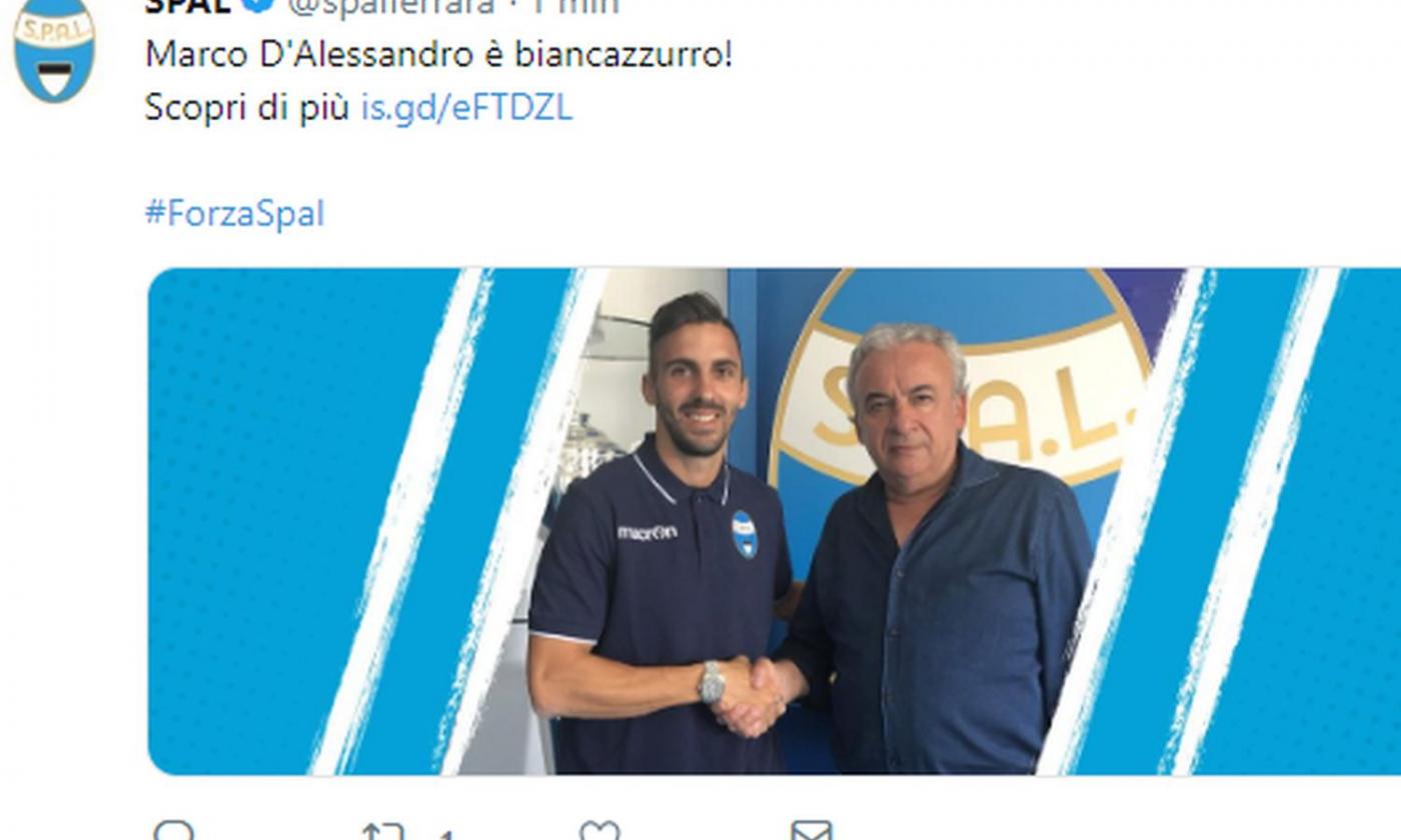 Spal, ecco D'Alessandro: 'Sono entusiasta. Numero di maglia? Ho una preferenza...'