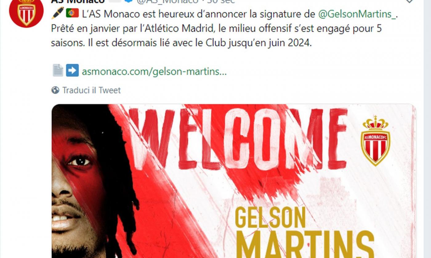 Monaco, UFFICIALE: dall'Atletico Madrid ecco Gelson Martins