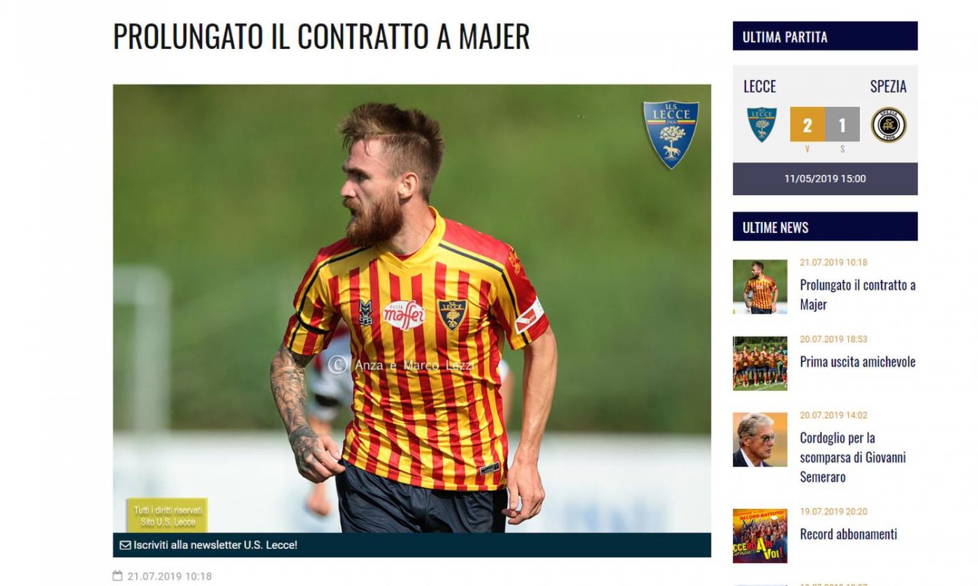 Lecce, UFFICIALE: rinnova Majer