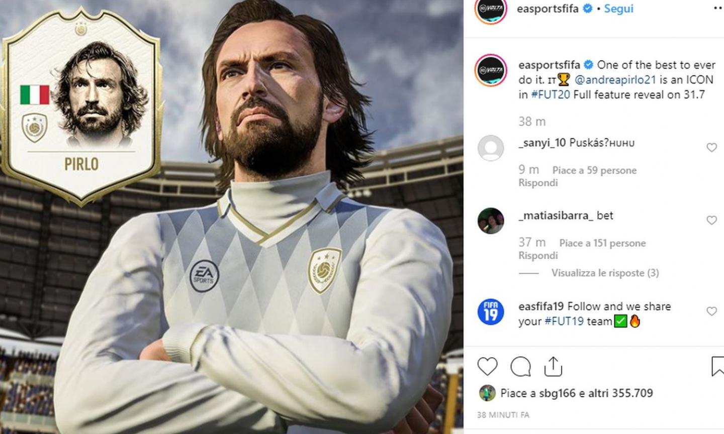 Fifa 20, UFFICIALE: Pirlo tra le nuove icone