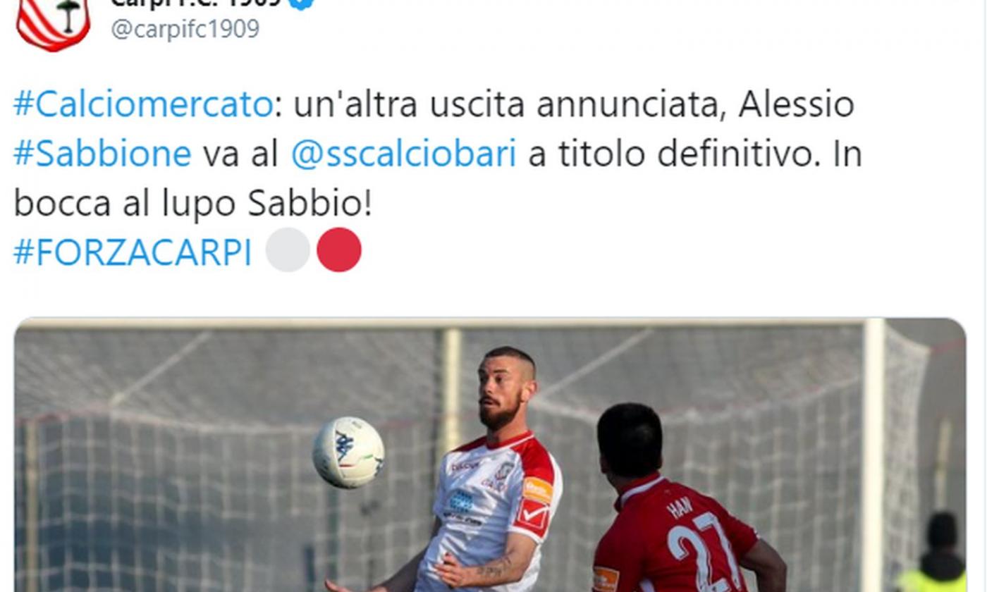 Carpi, UFFICIALE: Sabbione al Bari