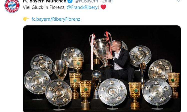 Bayern Monaco, messaggio a Ribery: 'In bocca al lupo a Firenze!'
