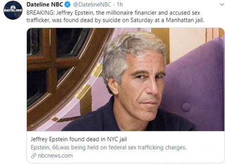 USA, si è suicidato il miliardario Jeffrey Epstein: era accusato di abusi sessuali