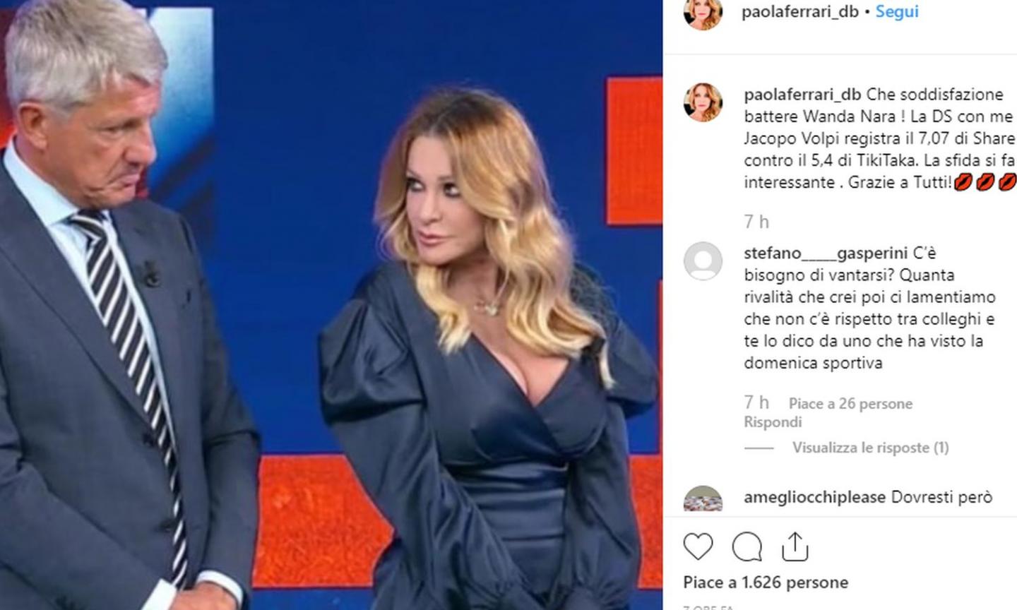 Paola Ferrari, frecciata a Wanda: 'Che soddisfazione batterla!'