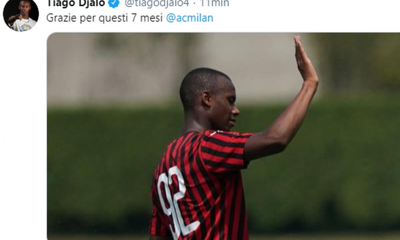 Tiago Djalò saluta il Milan: 'Grazie per questi 7 mesi'