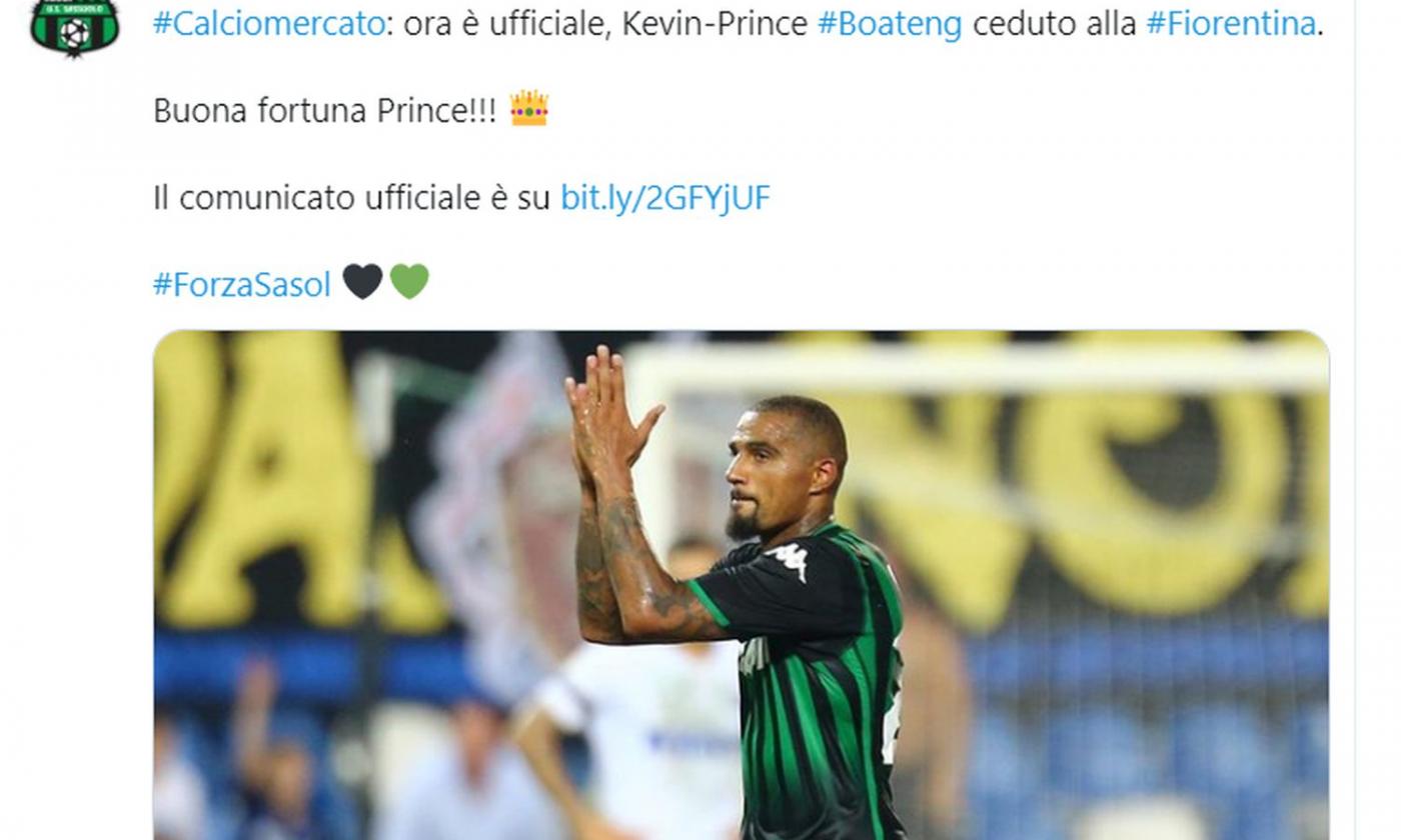 Sassuolo: comunicato sulla cessione di Boateng