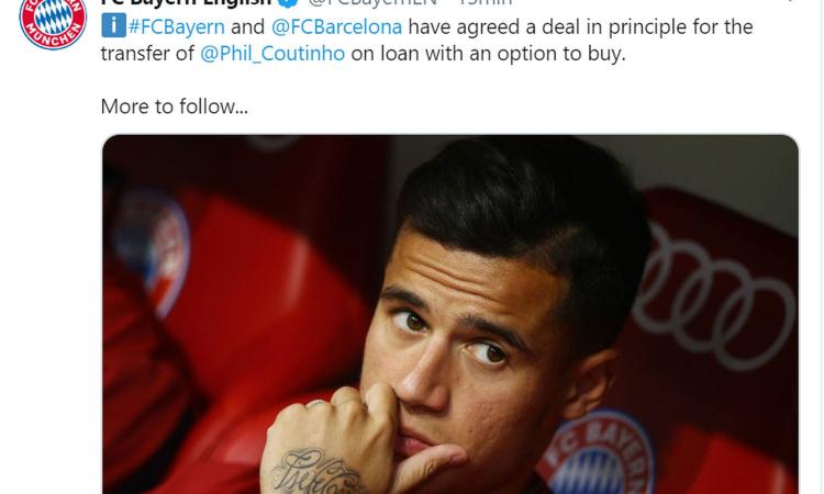 Coutinho al Bayern Monaco: ‘Principio di accordo col Barcellona’. I dettagli
