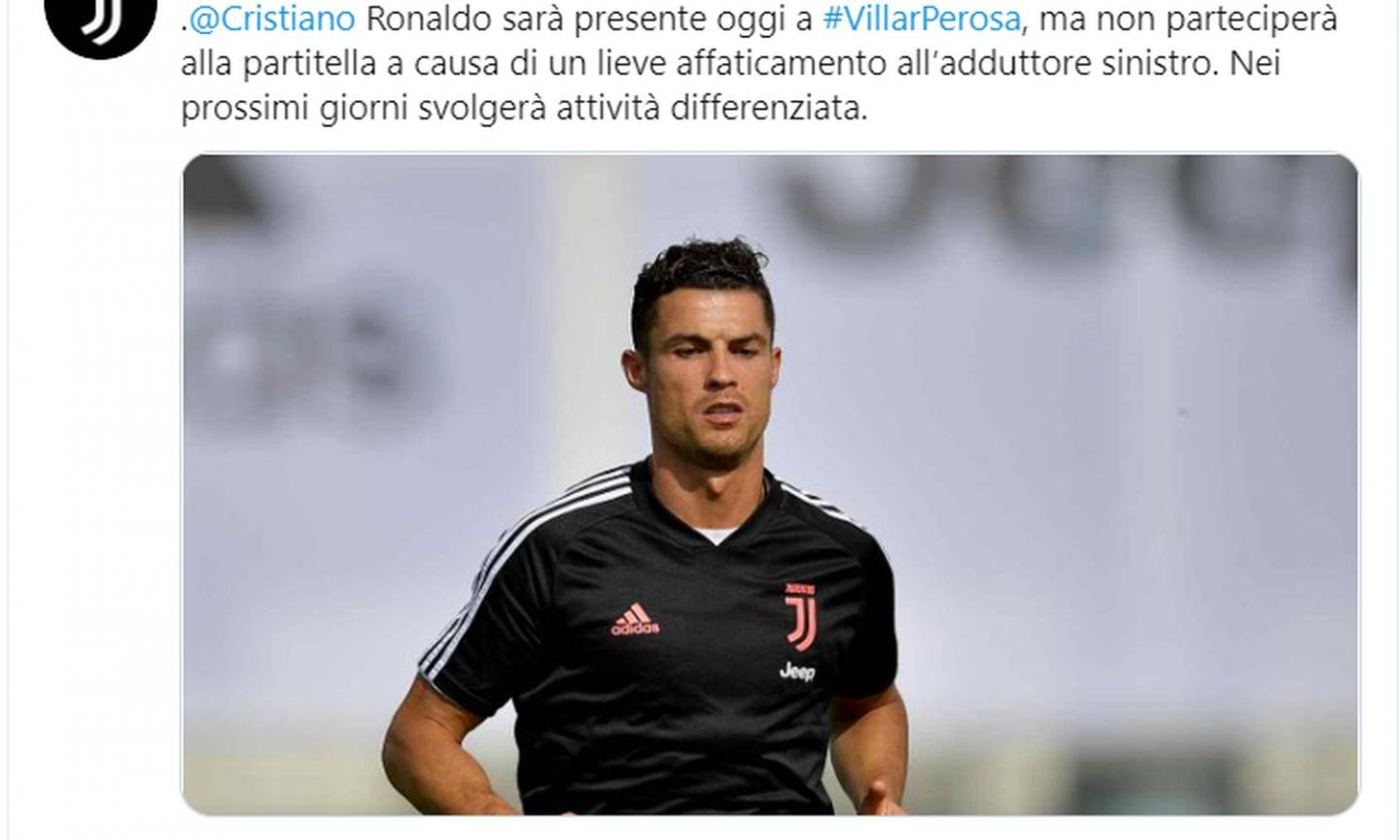 Juve, affaticamento muscolare per Ronaldo: salta l'amichevole di Villar Perosa