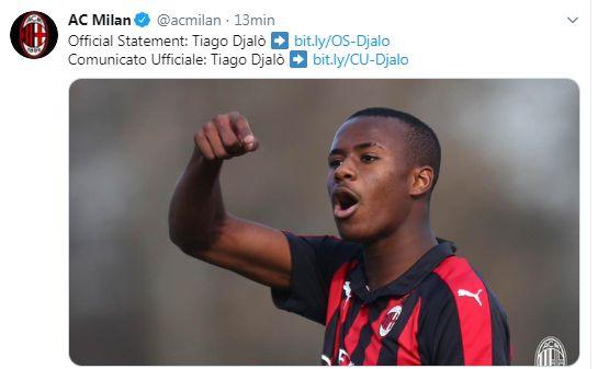 Milan, UFFICIALE: ceduto Tiago Djalò al Lille