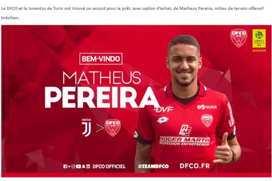 Official Matheus Pereira Joins Dijon On Loan From Juventus