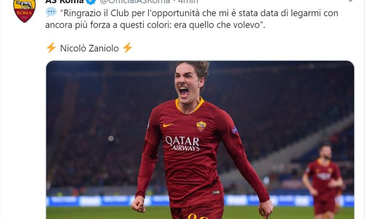 Roma, UFFICIALE il rinnovo di Zaniolo: 'Scelta facile, era quello che volevo'