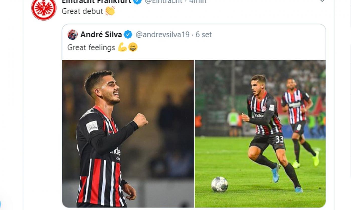 Andrè Silva, doppietta in amichevole. L'Eintracht Francoforte: 'Gran debutto!'