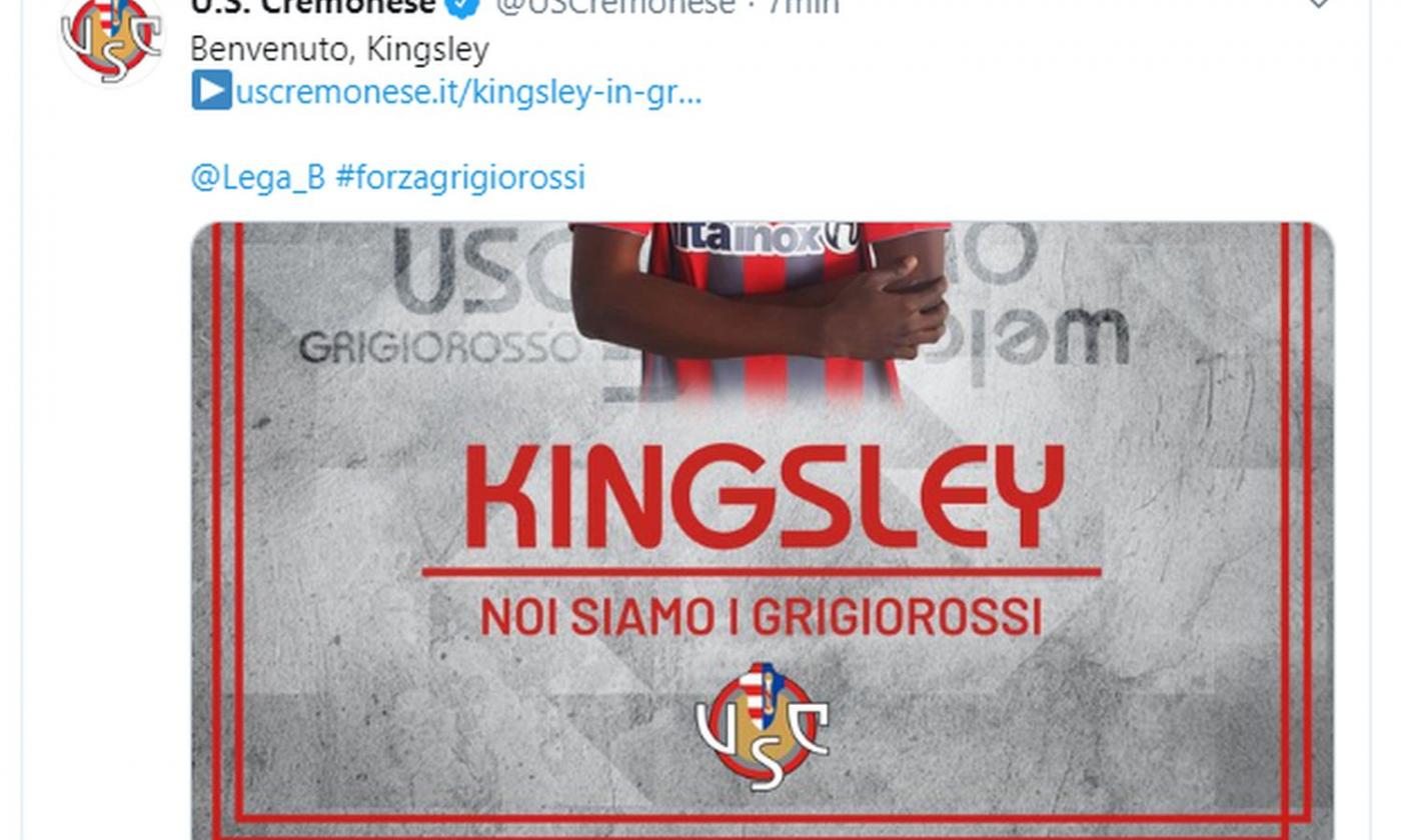 Bologna, UFFICIALE: Kingsley alla Cremonese