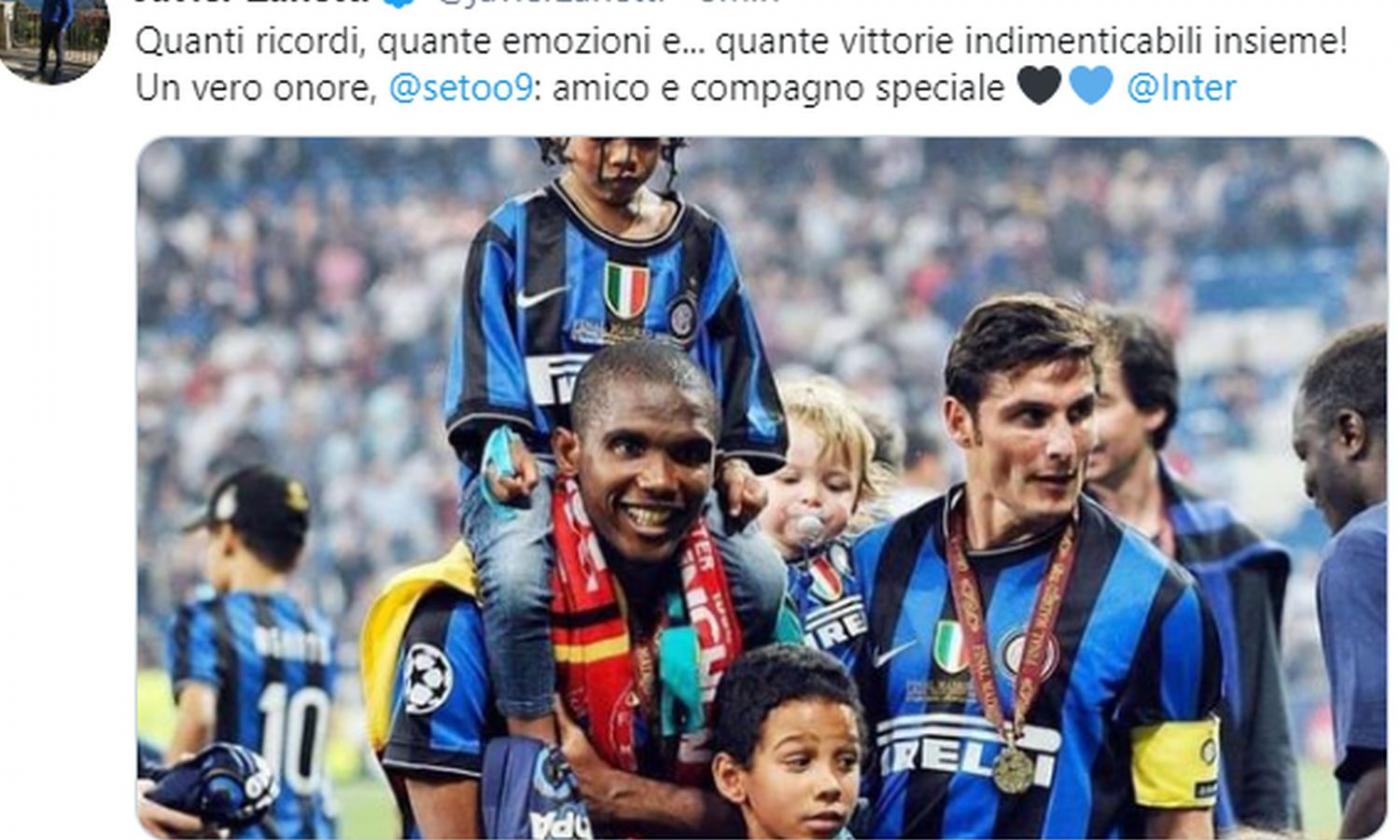 Zanetti saluta Eto'o: 'Quante vittorie Samuel, un onore!'