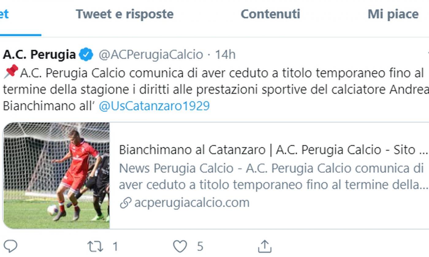 Perugia, UFFICIALE: un attaccante al Catanzaro